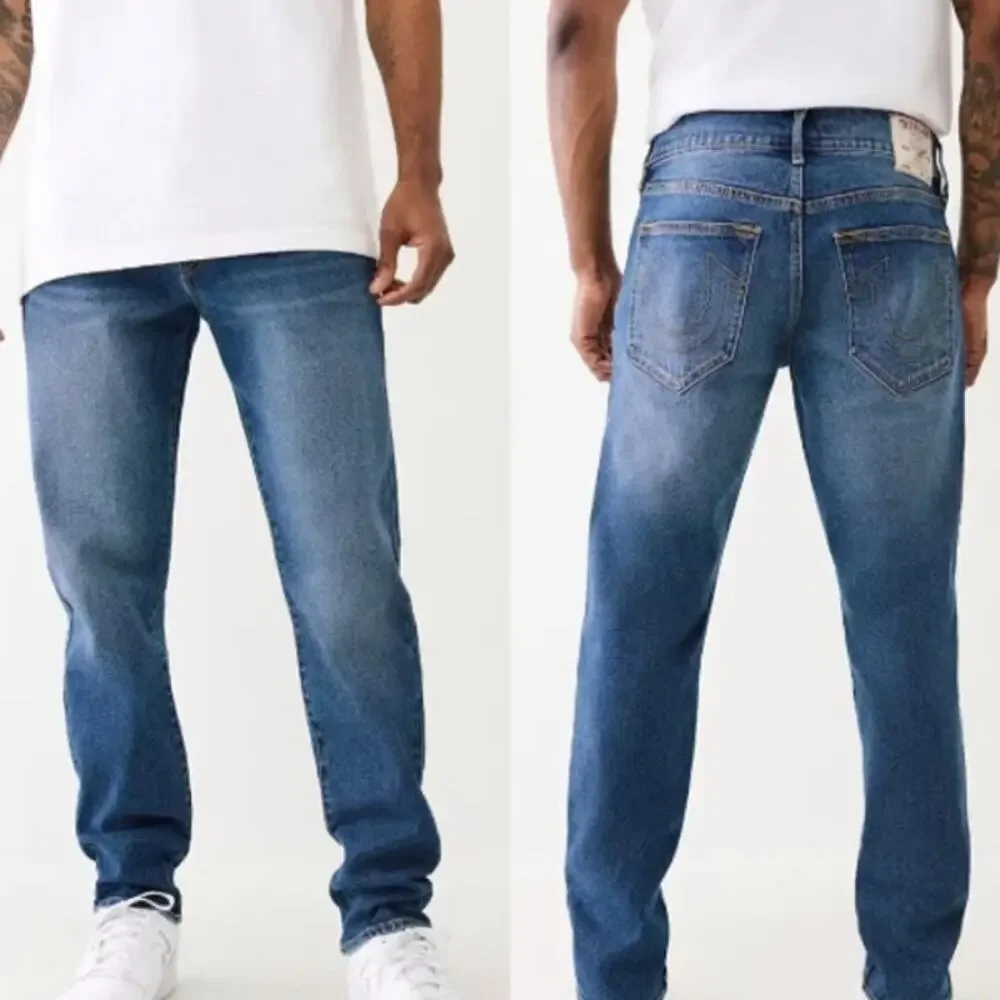 True Religion Geno Relaxed Slim Jeans 33 Streetwear Denim Dark Blue *flaw